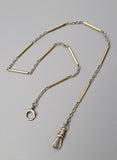 Antique Art Deco 14K Two-Tone Ornate Bar Link Watch Fob Chain Choker Necklace