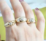 Antique 14K Yellow Gold Old European Cut Diamond Belcher Solitaire Ring, 0.45 CT, Size 8