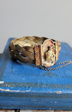 14K Victorian Aesthetic Movement Bird and Nature Scene Mesh Bracelet. Circa 1880, Gift for Her