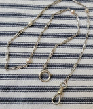 Antique French Edwardian Platinum Pearl Watch Fob Chain Choker Necklace, Gift for Her