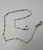 Antique French Edwardian Platinum Pearl Watch Fob Chain Choker Necklace, Gift for Her