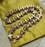Antique Victorian 14K Solid Yellow Gold Book Chain, Collar Locket Chain, Etruscan Revival Statement Necklace