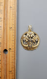 Antique 18K Floral Old Cut Diamond Charm Pendant, Gift for Her