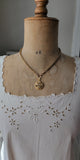 Antique 18K Floral Old Cut Diamond Charm Pendant, Gift for Her