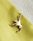 Vintage 14K Gold Bird Charm Pendant, Lucky Charm