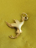 Vintage 14K Gold Bird Charm Pendant, Lucky Charm