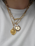 Antique Art Nouveau 18K Gold Repousse Lady Maiden Gibson Girl Slide Locket Necklace, Gift for Her