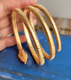 Antique Portuguese 19.2K High Karat Gold Diamond Snake Coil Bracelet, Gift for Her