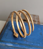 Antique Portuguese 19.2K High Karat Gold Diamond Snake Coil Bracelet, Gift for Her
