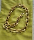 Vintage 18K Yellow Gold Textured Oval Link Chain Choker Statement Necklace