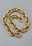 Vintage 18K Yellow Gold Textured Oval Link Chain Choker Statement Necklace