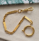 Antique Gold Filled A&Z Watch Chain with Extra Large Size Spring Clasp Swivel Dog Clip Set, Chain Connector Extender, Charm Holder