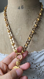 Antique Victorian 14K Solid Yellow Gold Ornate Interlocking Link Book Chain Necklace, Collar Locket Chain, Statement Necklace, 21.75 Inches
