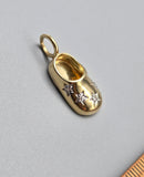 Vintage 14k Diamond Clog Shoe charm Pendant, Lucky Charm