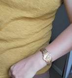 14K Victorian Aesthetic Movement Bird and Nature Scene Mesh Bracelet. Circa 1880, Gift for Her