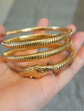 Antique Portuguese 19.2K High Karat Gold Diamond Snake Coil Bracelet, Gift for Her
