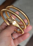 Antique Portuguese 19.2K High Karat Gold Diamond Snake Coil Bracelet, Gift for Her