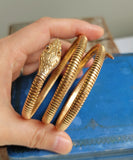 Antique Portuguese 19.2K High Karat Gold Diamond Snake Coil Bracelet, Gift for Her