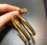 Antique Portuguese 19.2K High Karat Gold Diamond Snake Coil Bracelet, Gift for Her