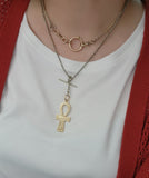 Antique Art Deco 14K Two-Tone Ornate Bar Link Watch Fob Chain Choker Necklace
