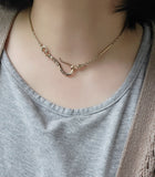 Antique Art Deco 14K Two-Tone Ornate Bar Link Watch Fob Chain Choker Necklace