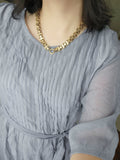 Antique Victorian 14K Solid Yellow Gold Book Chain, Collar Locket Chain, Etruscan Revival Statement Necklace