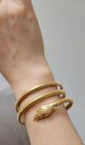 Antique Portuguese 19.2K High Karat Gold Diamond Snake Coil Bracelet, Gift for Her