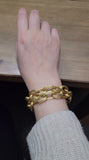 Vintage 18K Yellow Gold Textured Oval Link Chain Choker Statement Necklace