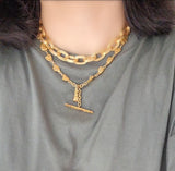 Vintage 18K Yellow Gold Textured Oval Link Chain Choker Statement Necklace