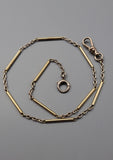 Antique Art Deco 14K Two-Tone Ornate Bar Link Watch Fob Chain Choker Necklace