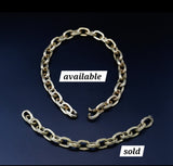 Vintage 18K Yellow Gold Textured Oval Link Chain Choker Statement Necklace