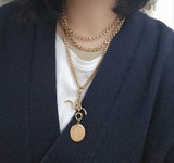 Antique Victorian 10K Solid Gold Ornate Interlocking Link 34" Long Guard Chain Necklace, Gift for Her