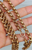 Antique Victorian 10K Solid Gold Ornate Interlocking Link 34" Long Guard Chain Necklace, Gift for Her
