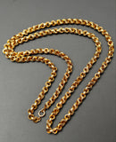 Antique Victorian 10K Solid Gold Ornate Interlocking Link 34" Long Guard Chain Necklace, Gift for Her