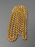 Antique Victorian 10K Solid Gold Ornate Interlocking Link 34" Long Guard Chain Necklace, Gift for Her