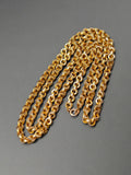 Antique Victorian 10K Solid Gold Ornate Interlocking Link 34" Long Guard Chain Necklace, Gift for Her