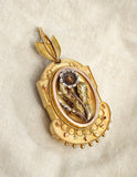 Antique Victorian Etruscan Revival 14K Solid Gold Floral Metal Work Bell Shape Locket, Circa 1880s