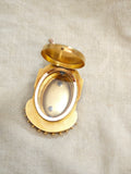 Antique Victorian Etruscan Revival 14K Solid Gold Floral Metal Work Bell Shape Locket, Circa 1880s