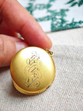 Antique 10K Solid Gold Rose Cut Diamond Starburst Round Shape Photo Locket, Monogram BGA, Gift for Her