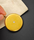Antique 14K Solid Gold 0.12-0.13CT Old Cut Diamond Locket Necklace, Carter, Gough & Co, Monogram EFB, Gift for Her
