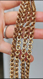 Antique Victorian 10K Solid Gold Ornate Interlocking Link 34" Long Guard Chain Necklace, Gift for Her
