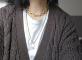 Vintage 18K Yellow Gold Textured Oval Link Chain Choker Statement Necklace