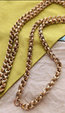Antique Victorian 10K Solid Gold Ornate Interlocking Link 34" Long Guard Chain Necklace, Gift for Her