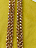 Antique Victorian 10K Solid Gold Ornate Interlocking Link 34" Long Guard Chain Necklace, Gift for Her