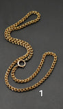 Antique Victorian 10K Solid Gold Double Interlocking Link Collar Chain Necklace, Locket Watch Chain, 17.5 Inches