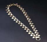 Antique Victorian Gold Overlay Sterling Silver Interlocking Flat Link Fringe Book Chain Necklace, Collar Locket Chain,  Statement Necklace