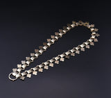 Antique Victorian Gold Overlay Sterling Silver Interlocking Flat Link Fringe Book Chain Necklace, Collar Locket Chain,  Statement Necklace