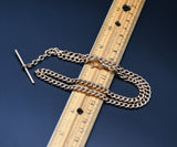 Antique 10K Solid Rose Gold Curb Link Watch Chain with T-bar, 16.25 Inches, Choker Necklace, Watch Fob Locket Chain