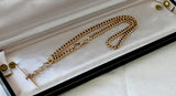 Antique 10K Solid Rose Gold Curb Link Watch Chain with T-bar, 16.25 Inches, Choker Necklace, Watch Fob Locket Chain