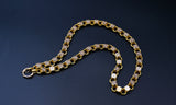 Victorian 14K Solid Yellow Gold Ornate Floral Link Book Chain Necklace, Collar Locket Chain, 20" Statement Necklace